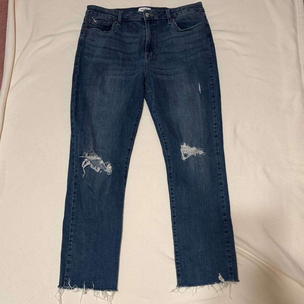 Pistola Dark Blue Distressed Straight Leg Jeans